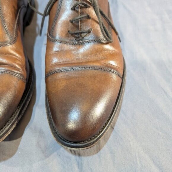 Antonio Maurizi Brown Leather Oxford Derby Shoes Men Size 40 Custom Grade - Picture 2 of 9